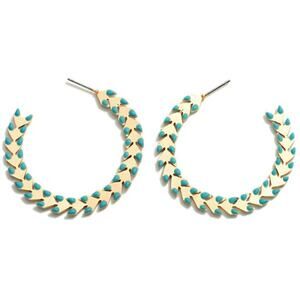 Teal & Gold Arrow Hoop Earrings